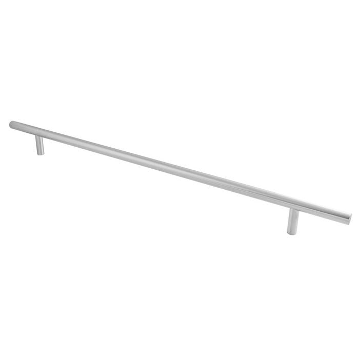 Carlisle Brass Straight T-Bar Pull Handle Grade 201 in a sleek silver finish, designed with a straight bar and two mounting points, suitable for cabinetry or doors.