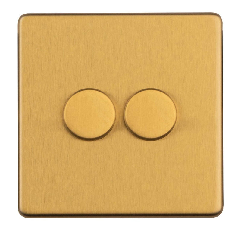 Eurolite Switches Satin Brass 2 Gang Dimmer - Satin brass