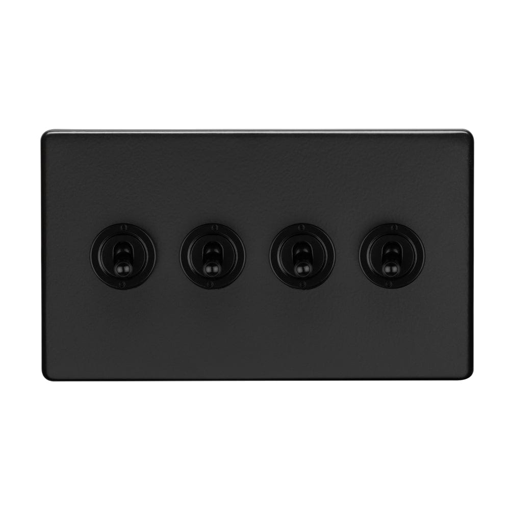 Eurolite Switches Matt Black 4 Gang 10Amp 2Way Toggle Switch - Matt Black
