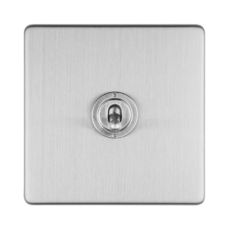 Eurolite Switches Stainless Steel Concealed 3mm 1 Gang 10Amp 2Way Toggle Switch Satin Stainless Plate - Stainless Steel