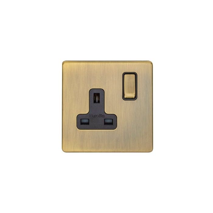Concealed 3mm 1 Gang Socket - Antique Brass