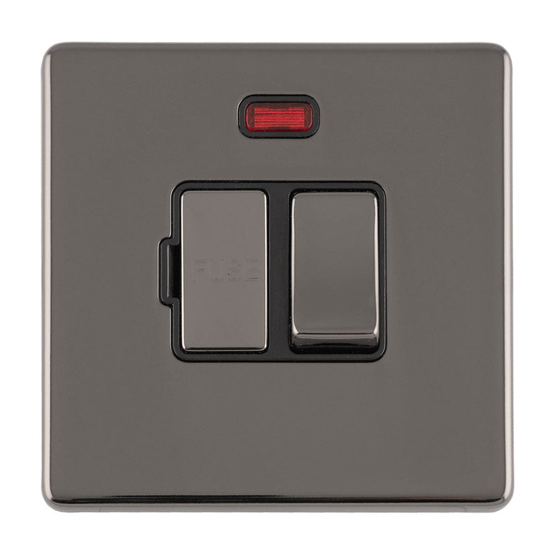 Eurolite Switches Black Nickel Concealed 3mm 13Amp Switched Fuse Spur - Black Nickel