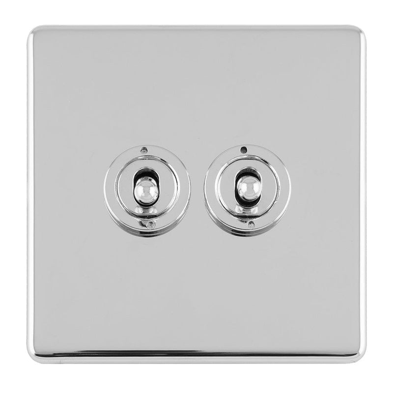 Eurolite Switches Polished Chrome Concealed 3mm 2 Gang 10Amp 2Way Toggle Switch Polished Chrome Plate - Polished Chrome