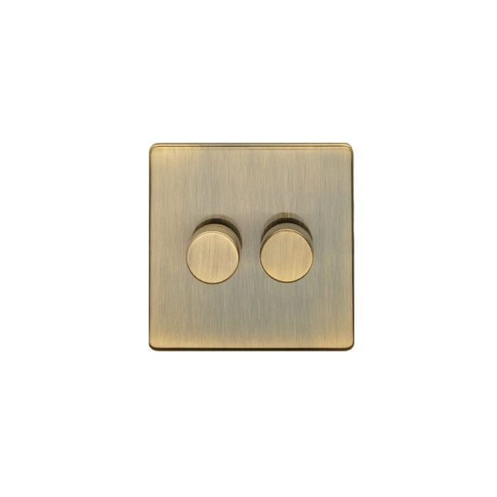 Eurolite Switches Antique Brass Concealed 3mm 2 Gang Dimmer - Antique Brass