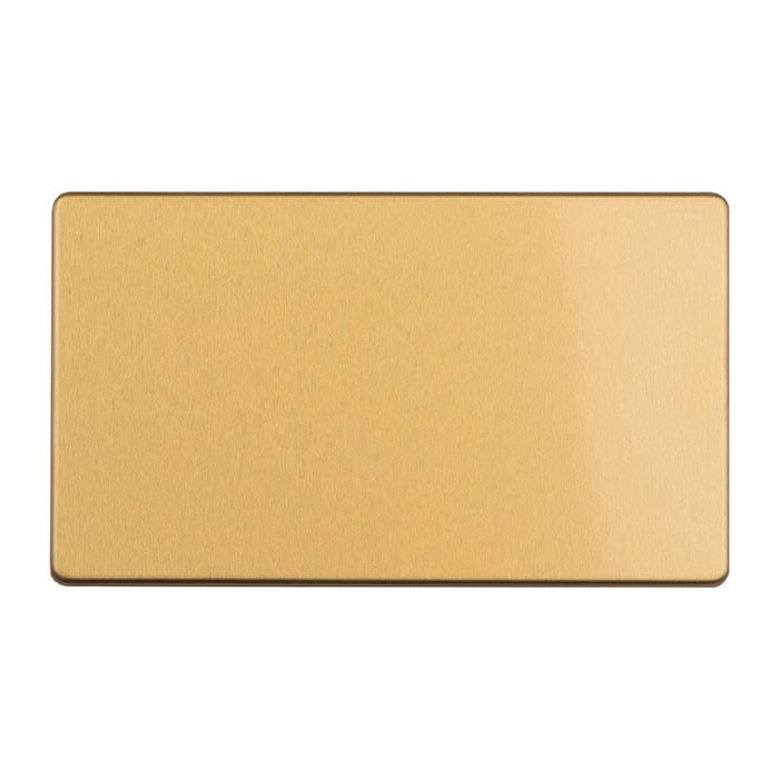 Eurolite Switches Satin Brass Concealed 3mm 2 Gang Double Blank Plate - Satin Brass