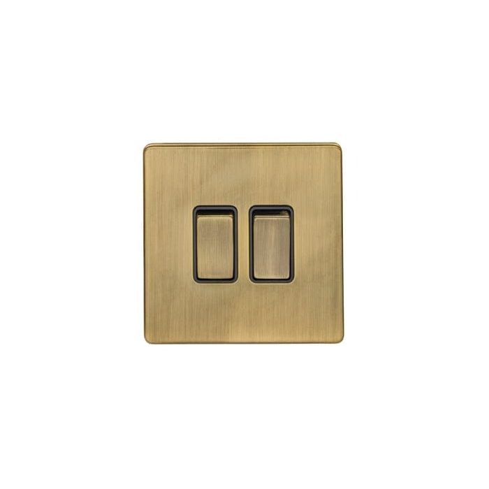 Eurolite Switches Antique Brass Concealed 3mm 2 Gang Switch - Antique Brass