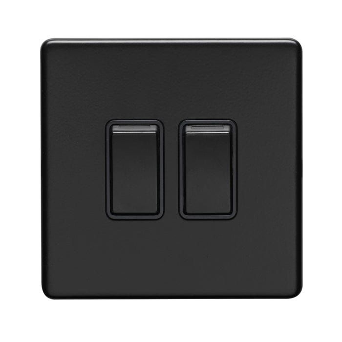 Eurolite Switches Matt Black Concealed 3mm 2 Gang Switch - Matt Black