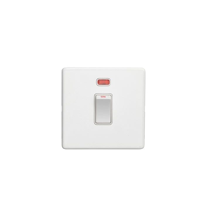 Eurolite Switches Matt White Concealed 3mm 20Amp Switch With Neon Indicator - Matt White