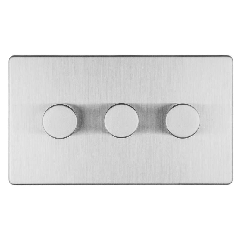 Eurolite Switches Stainless Steel Concealed 3mm 3 Gang Led Push On Off 2Way Dimmer - Stainless Steel
