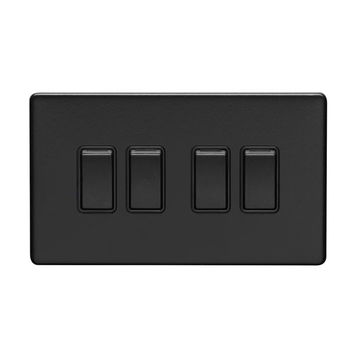 Eurolite Switches Matt Black Concealed 3mm 4 Gang Switch - Matt Black