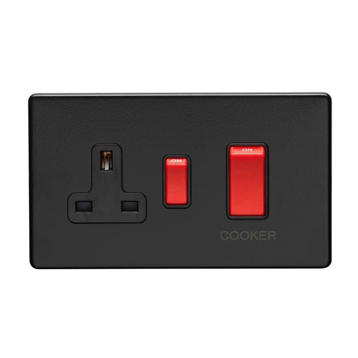 Eurolite Switches Matt Black Concealed 3mm 45Amp Switch With A Socket - Matt Black