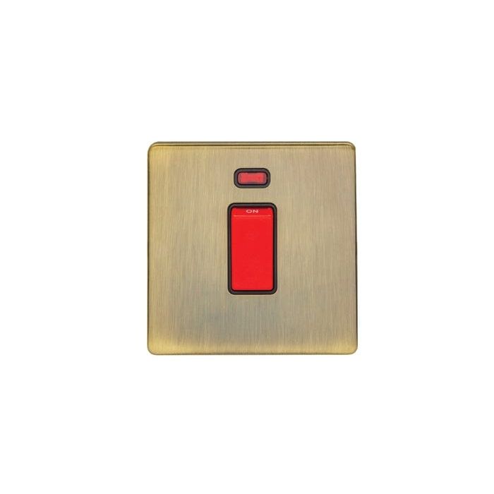 Eurolite Switches Antique Brass Concealed 3mm 45Amp Switch With Neon Indicator - Antique Brass