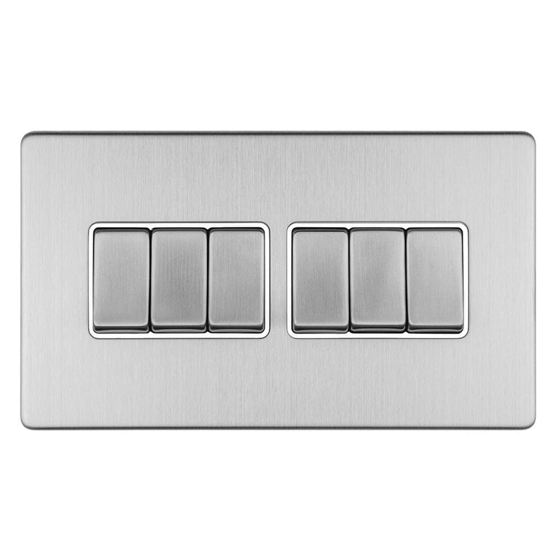Eurolite Switches Stainless Steel Concealed 3mm 6 Gang 10Amp 2Way Switch - Stainless Steel