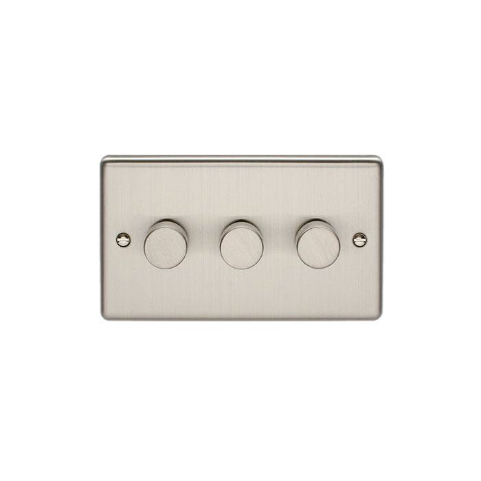 Eurolite Switches Satin Stainless Enhance Decorative 3 Gang Dimmer - Satin Stainless