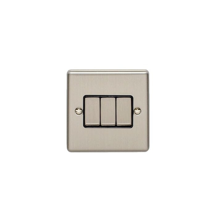 Eurolite Switches Satin Stainless Enhance Decorative 3 Gang Switch - Satin Stainless