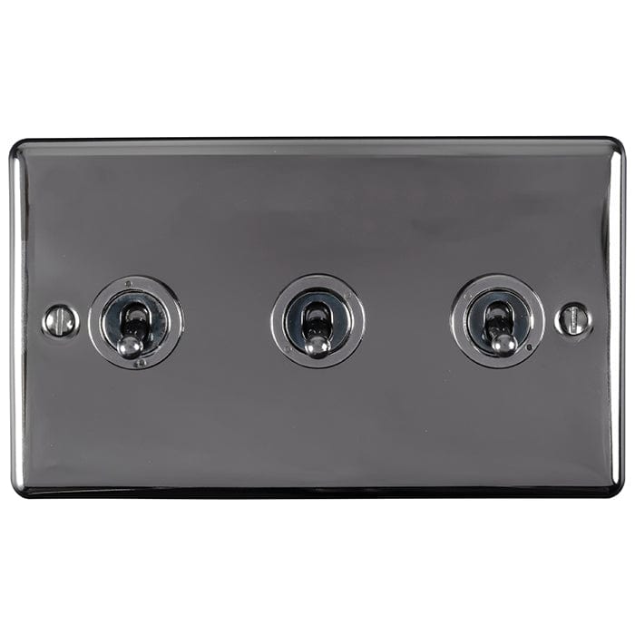 Eurolite Switches Black Nickel Enhance Decorative 3 Gang Toggle Switch - Black Nickel