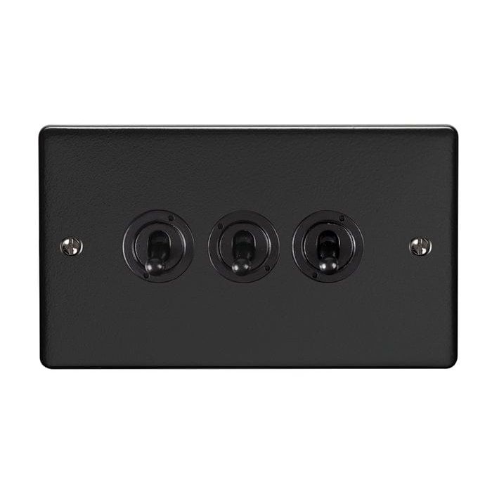 Eurolite Switches Matt Black Enhance Decorative 3 Gang Toggle Switch - Matt Black