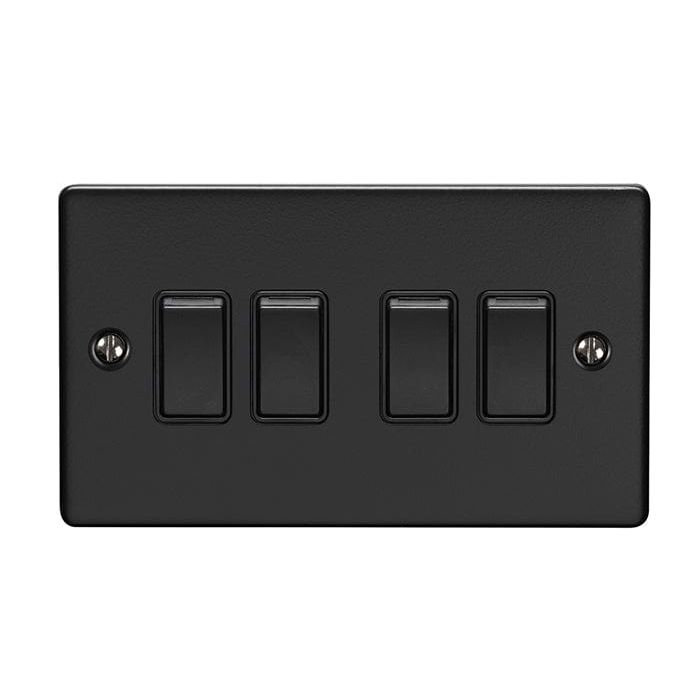 Eurolite Switches Matt Black Enhance Decorative 4 Gang Switch - Matt Black