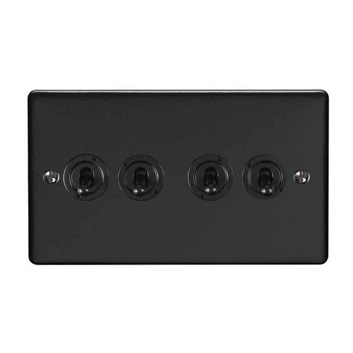 Eurolite Switches Matt Black Enhance Decorative 4 Gang Toggle Switch - Matt Black