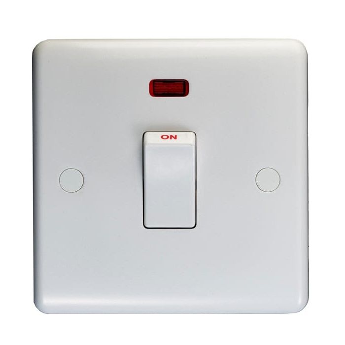 Eurolite Switches White Enhance White Plastic 20Amp Switch With Neon Indicator - White