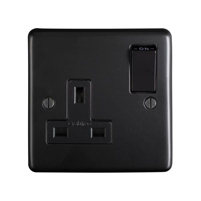 Eurolite Plug Sockets Matt Black Stainless steel 1 Gang Socket - Matt Black