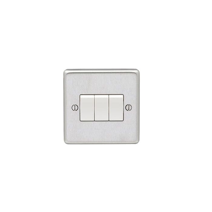 Eurolite Switches Satin Stainless Steel Stainless steel 3 Gang Switch - Satin Stainless Steel