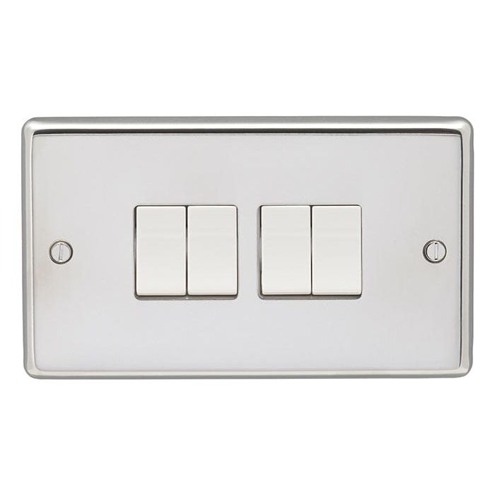 Eurolite Switches Polished Stainless Steel Stainless steel 4 Gang Switch - Polished Stainless Steel