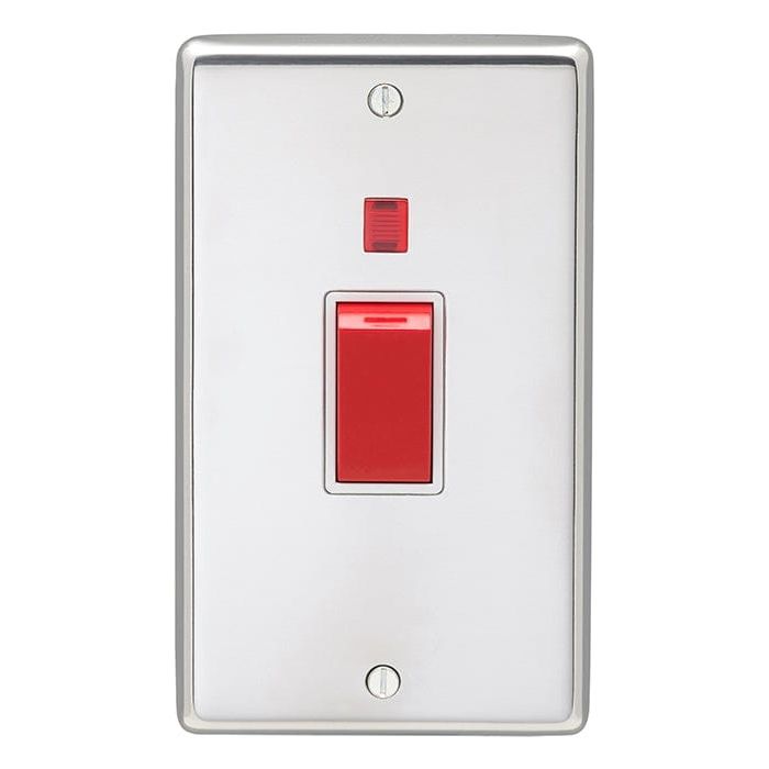 Eurolite Switches Polished Stainless Steel Stainless steel 45Amp Switch With Neon Indicator - Polished Stainless Steel