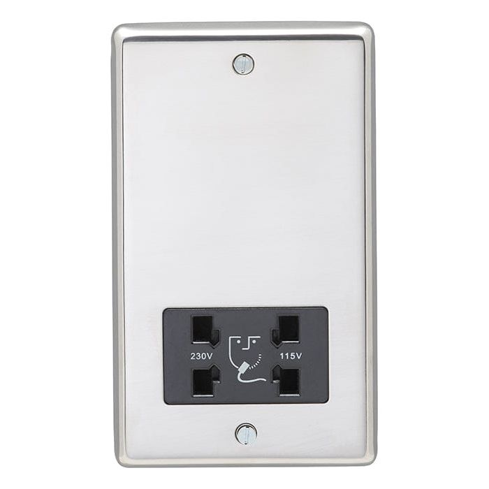 Eurolite Plug Sockets Polished Stainless Steel Stainless steel Shaver Socket - Polished Stainless Steel