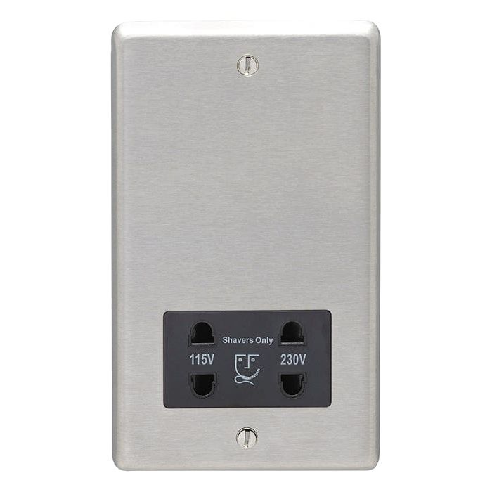 Eurolite Plug Sockets Satin Stainless Steel Stainless steel Shaver Socket - Satin Stainless Steel