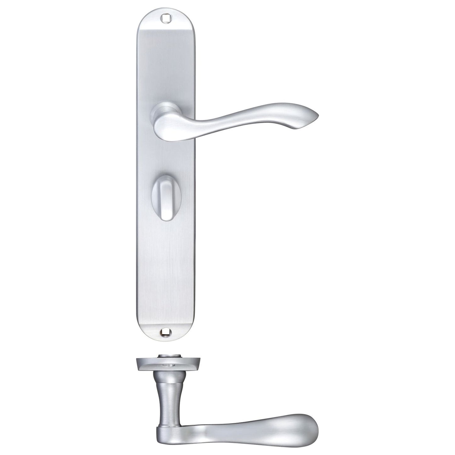 Arundel Lever on Backplate Lever Bathroom - Long Plate Satin Chrome Love Handles uk