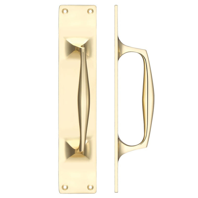 Cast Brass Pull Handle with Backplate Polished Brass 300 x 60mm Love Handles uk