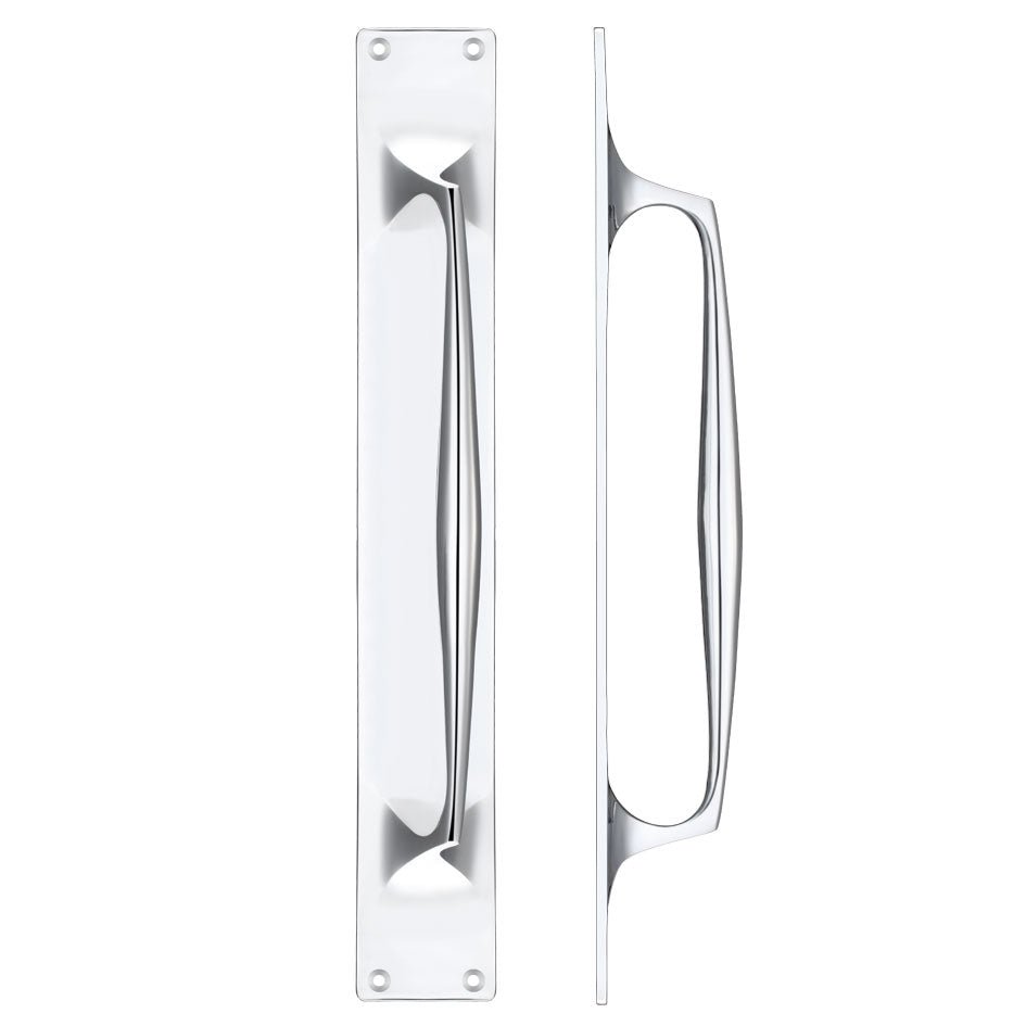 Cast Brass Pull Handle with Backplate Polished Chrome 450 x 60mm Love Handles uk