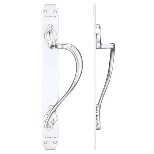 Cast Brass Pull Handle with Art Nouveau Backplate - 377 x 42mm Right Handed Polished Chrome Love Handles uk
