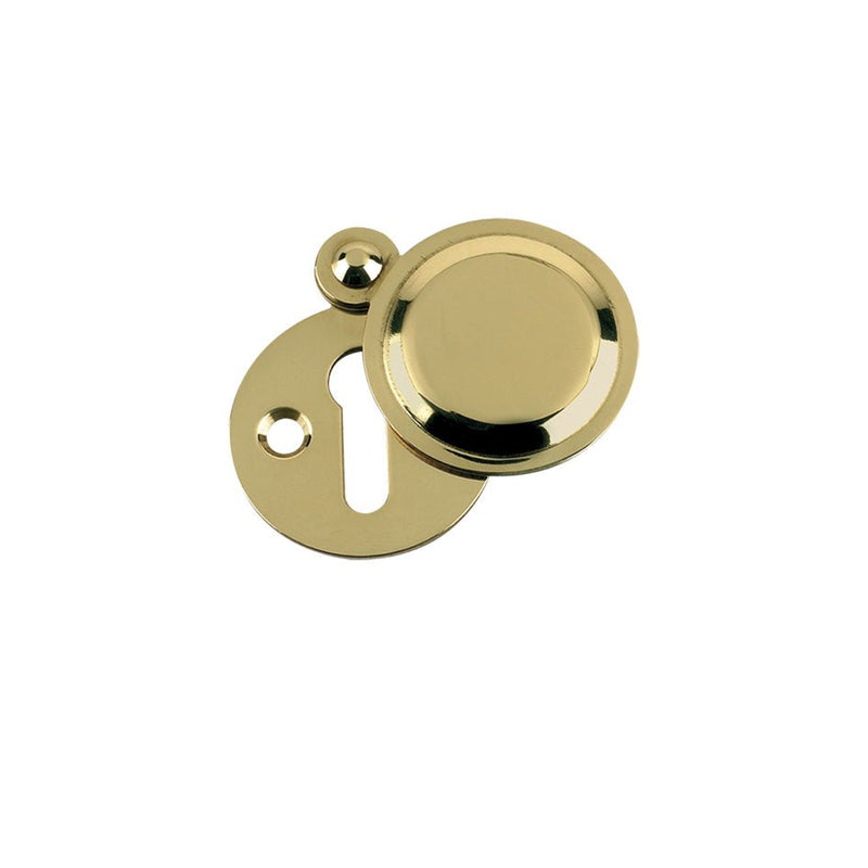 Zoo Hardware Std. Key Profile Victorian Escutcheon with a 32mm diameter, finished in polished brass, featuring a circular plate and a keyhole cutout.