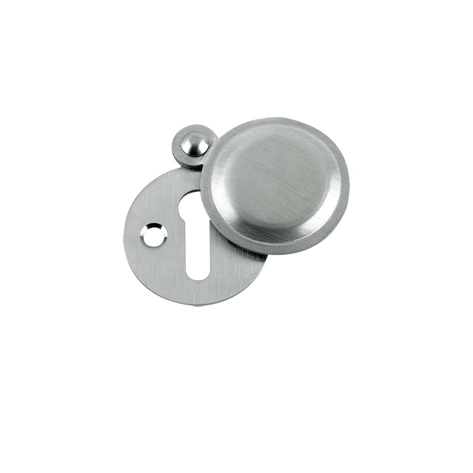 Zoo Hardware Std. Key Profile Victorian Escutcheon with a diameter of 32mm, featuring a circular brushed stainless steel design and a keyhole cutout for installation.