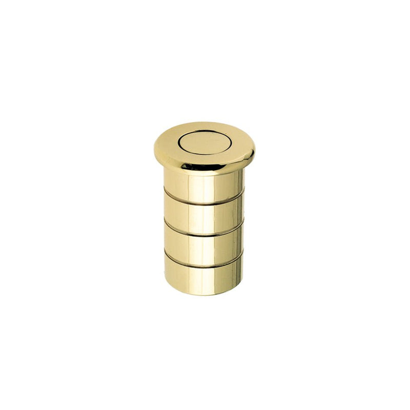 Zoo Hardware Dust Socket for Flush Bolts in gold finish, measuring 20mm diameter by 25mm height, featuring a cylindrical design with a smooth top and ridged sides.