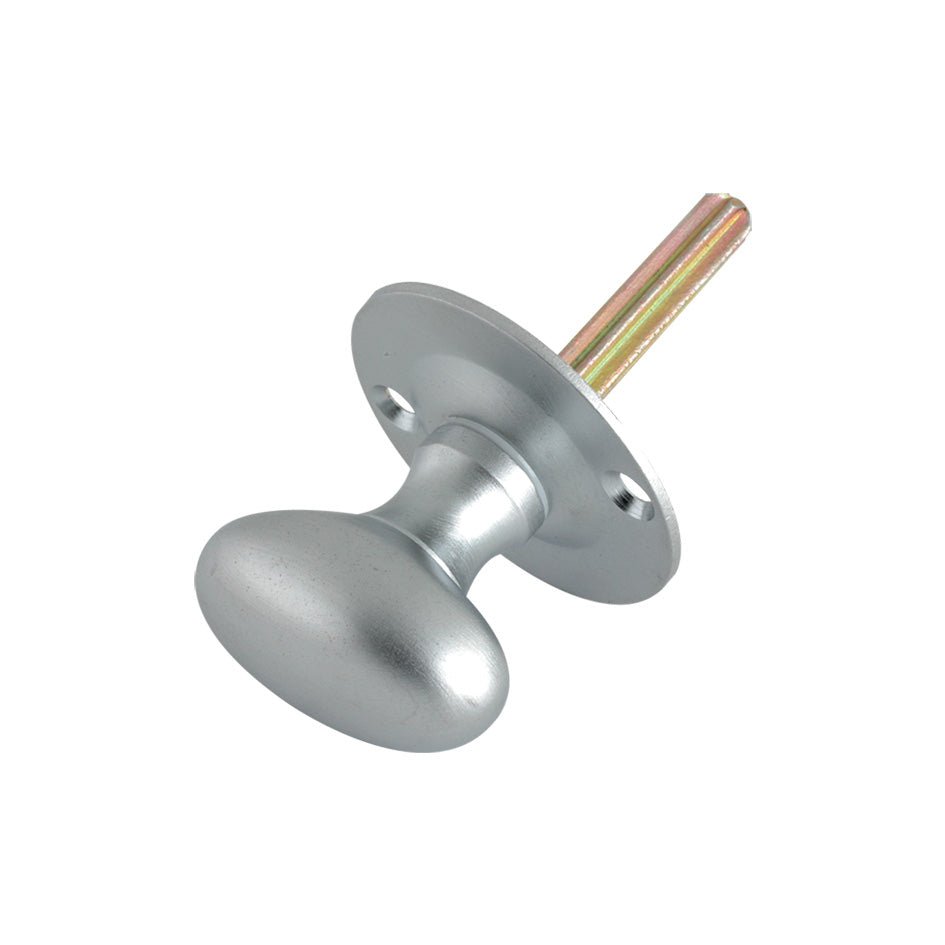 Zoo Hardware Oval Thumb Turn - Rack Bolt with a 38mm rose diameter, featuring a silver finish and a rounded knob shape, designed for secure door operation.