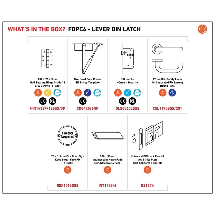 Commercial Fire Door Pack - DIN Lever Latch