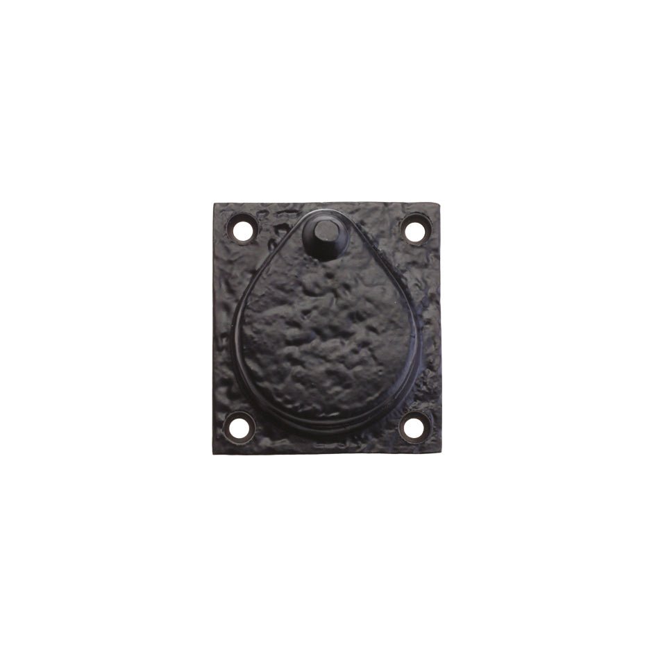 Zoo Hardware Rim Cylinder Cover - 2.5" in black finish, featuring a textured design and four mounting holes for secure installation.