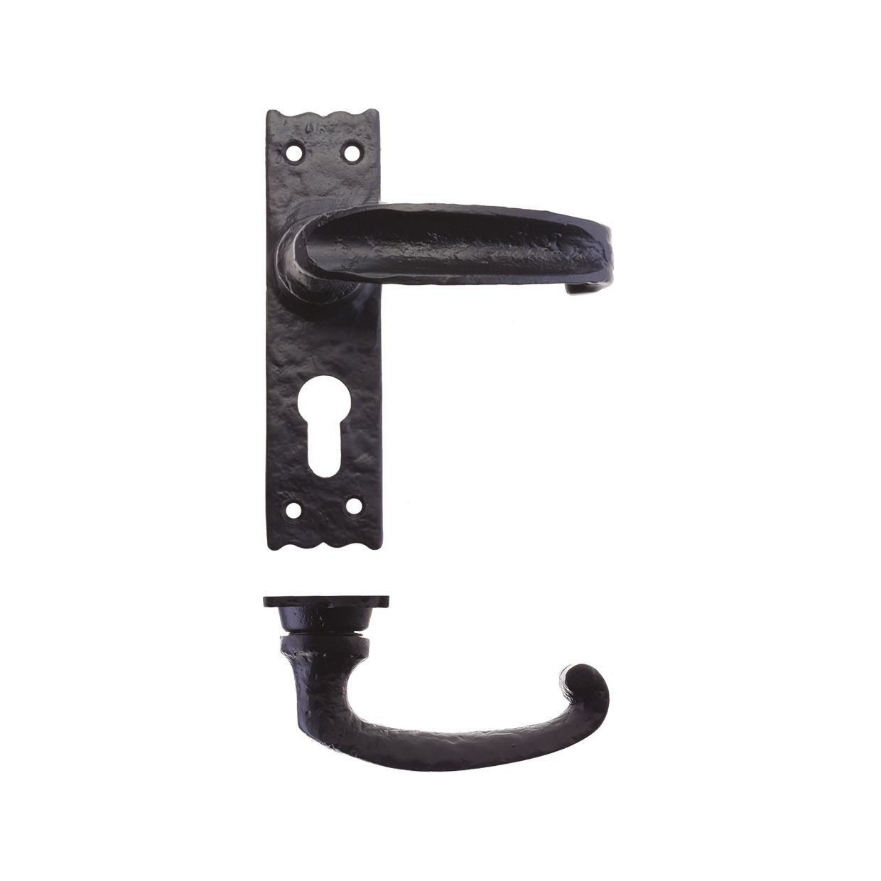 Traditional Slimline Thumb Lever on Backplate Thumb Lever on Euro Black Love Handles uk