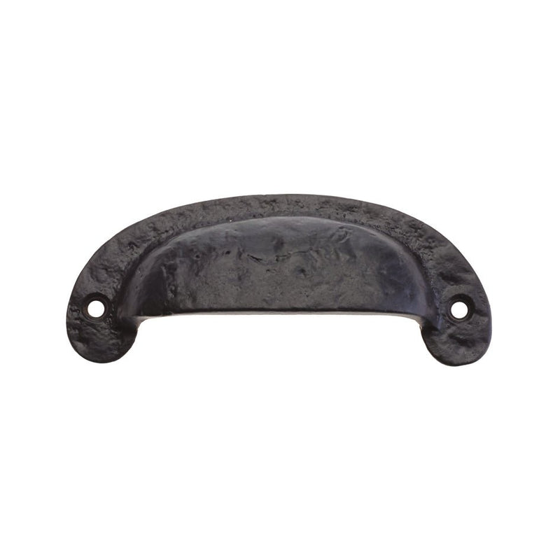 Zoo Hardware Drawer Pull measuring 4.5 inches, crafted from black-finished metal with a curved design and two mounting holes.