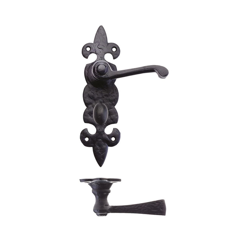 Lever on Fleur De Lys Backplate Lever on Bathroom Black Love Handles uk