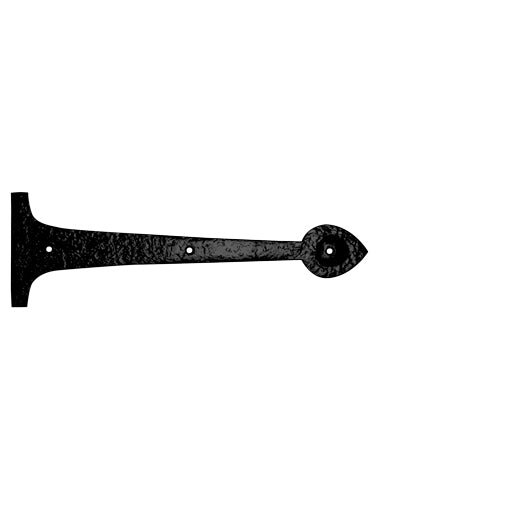 Zoo Hardware Hinge Front - Pairs in black, featuring a long, flat design with a pointed end and a textured surface, ideal for door installation.