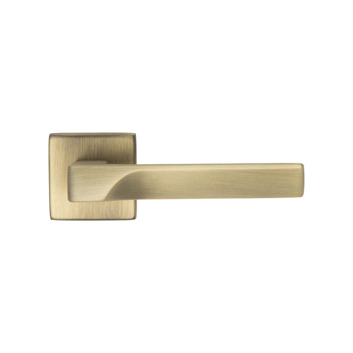 Carlisle Brass Flash Lever on Square Rose in brushed gold finish, featuring a sleek lever design attached to a square rose plate.