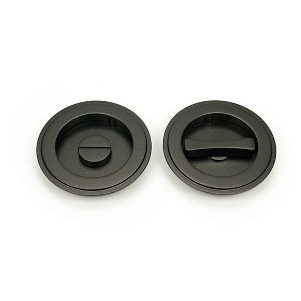 From The Anvil Flush Pull Handles 75mm Aged Bronze Art Deco Round Pull - Privacy Set