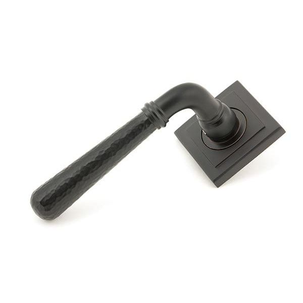 From The Anvil Handles Square Aged Bronze Hammered Newbury Lever on Rose Set (Plain) - Unsprung