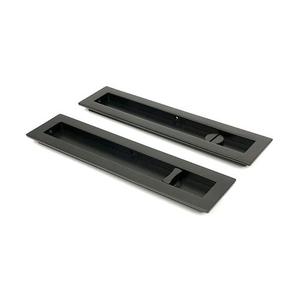 From The Anvil Flush Pull Handles 250mm Aged Bronze Plain Rectangular Pull - Privacy Set