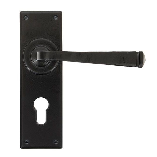 From The Anvil Handles Euro Black Avon Lever Latch Set