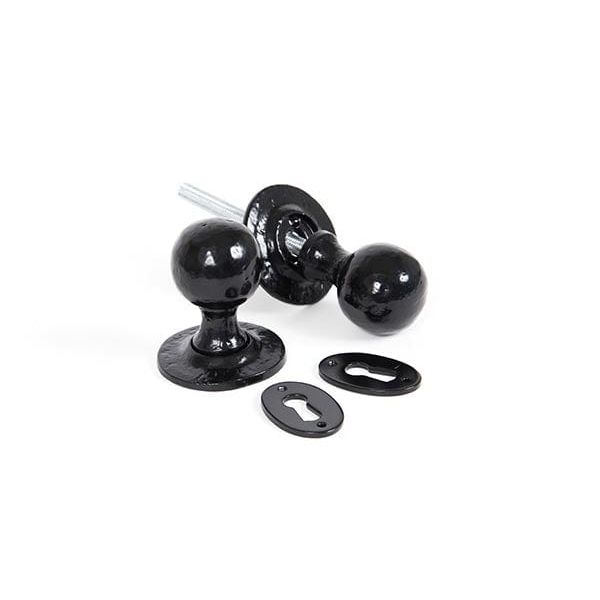 From The Anvil Knobs Round Black Mortice/Rim Knob Set
